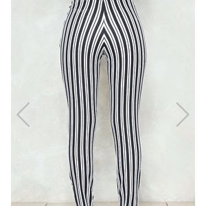 Stripped tie waist skinny pants